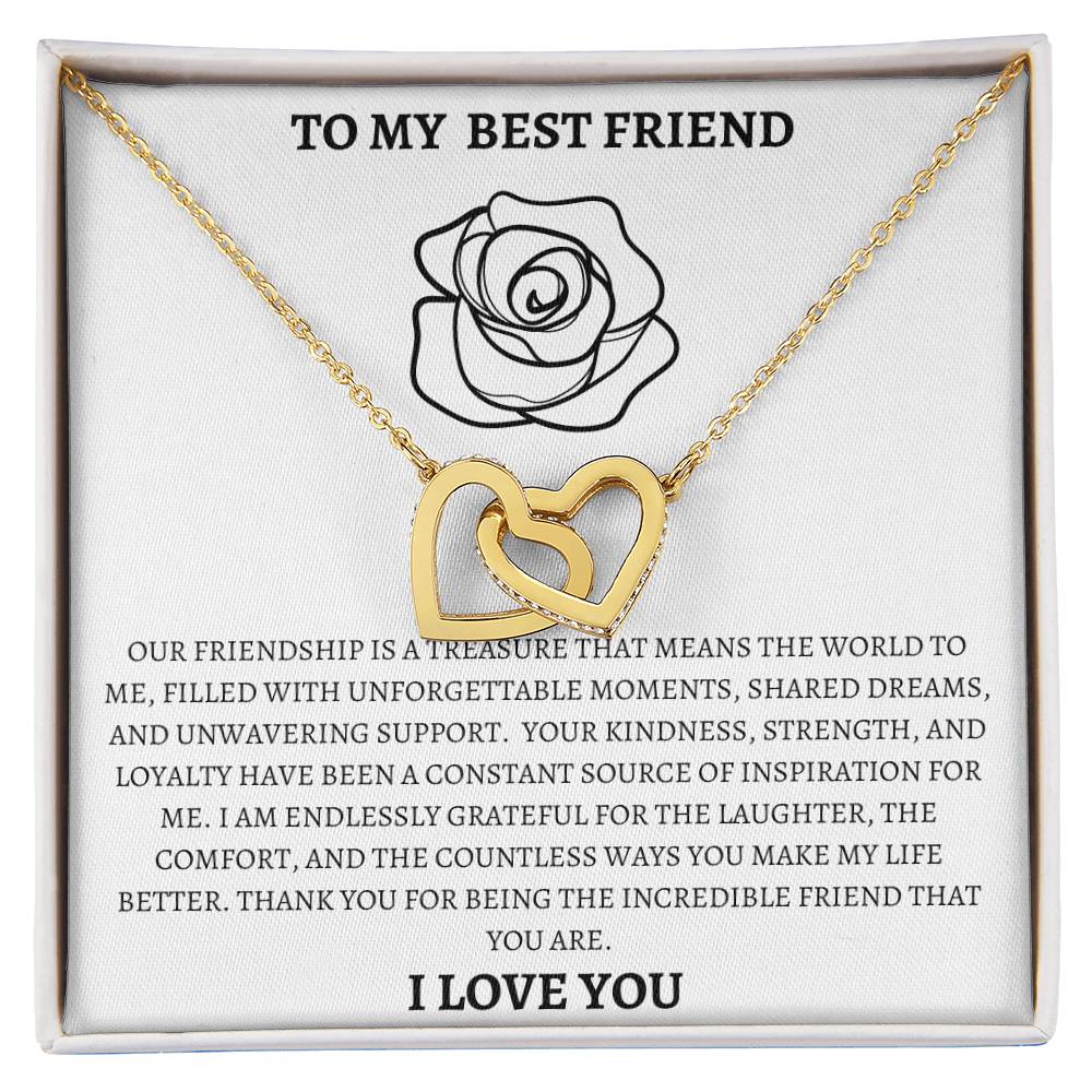 Interlocking Hearts necklace - Your Friendship Is A Treasure