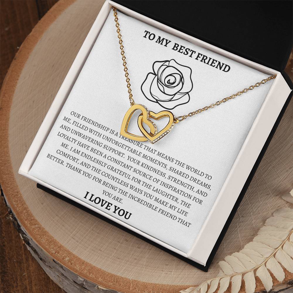 Interlocking Hearts necklace - Your Friendship Is A Treasure