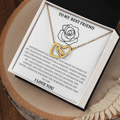 Interlocking Hearts necklace - Your Friendship Is A Treasure