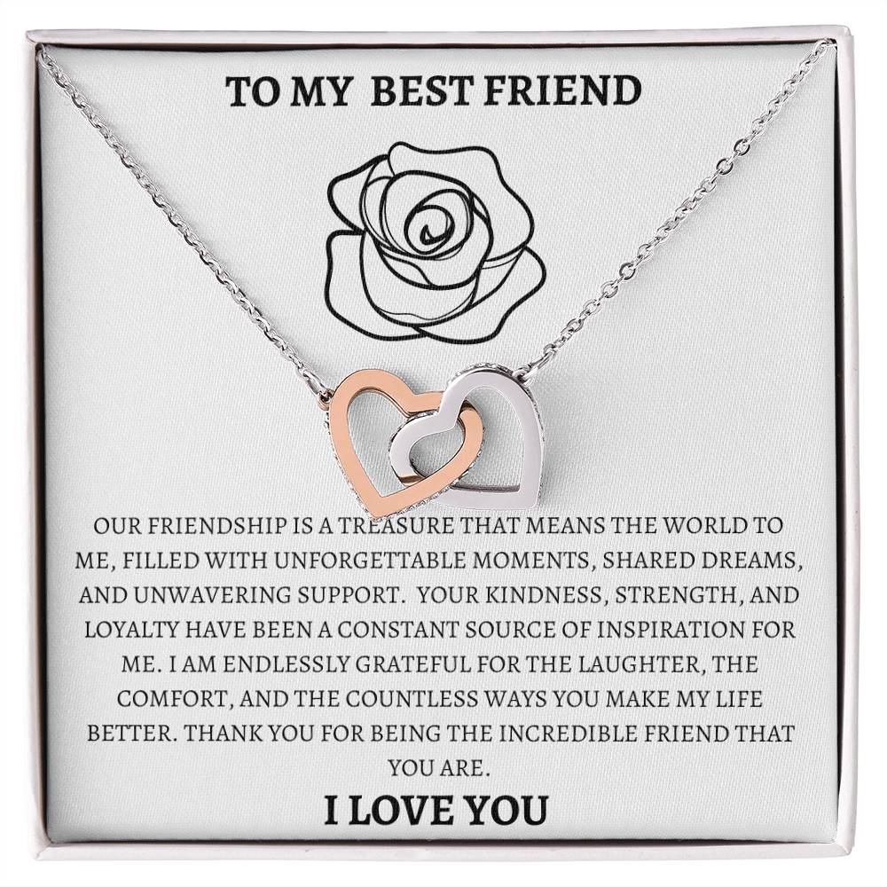 Interlocking Hearts necklace - Your Friendship Is A Treasure