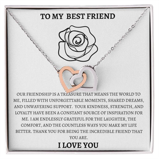 Interlocking Hearts necklace - Your Friendship Is A Treasure