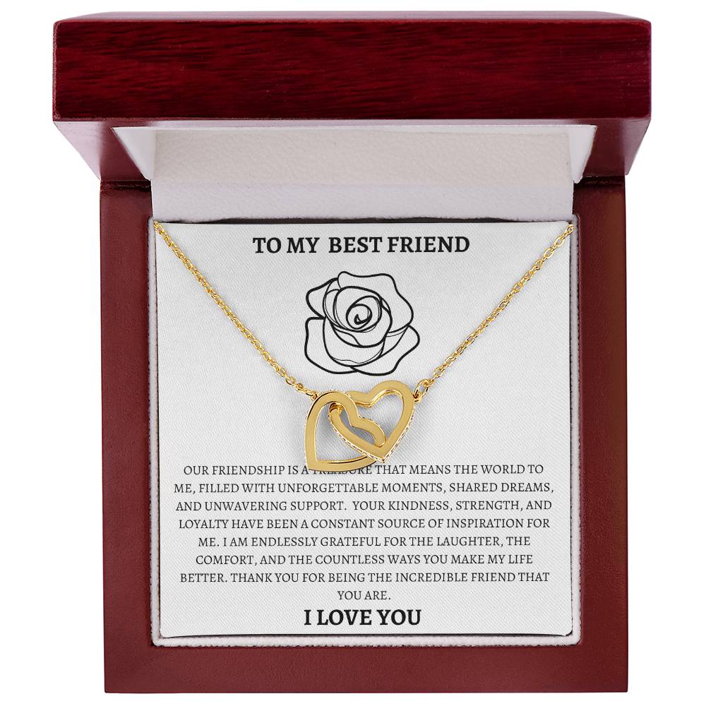 Interlocking Hearts necklace - Your Friendship Is A Treasure