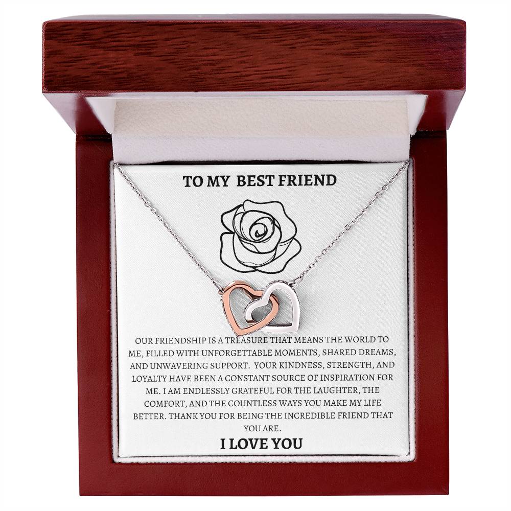 Interlocking Hearts necklace - Your Friendship Is A Treasure