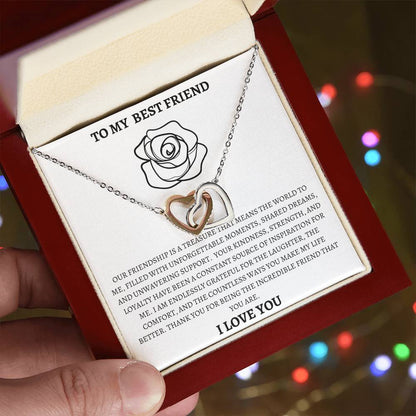 Interlocking Hearts necklace - Your Friendship Is A Treasure